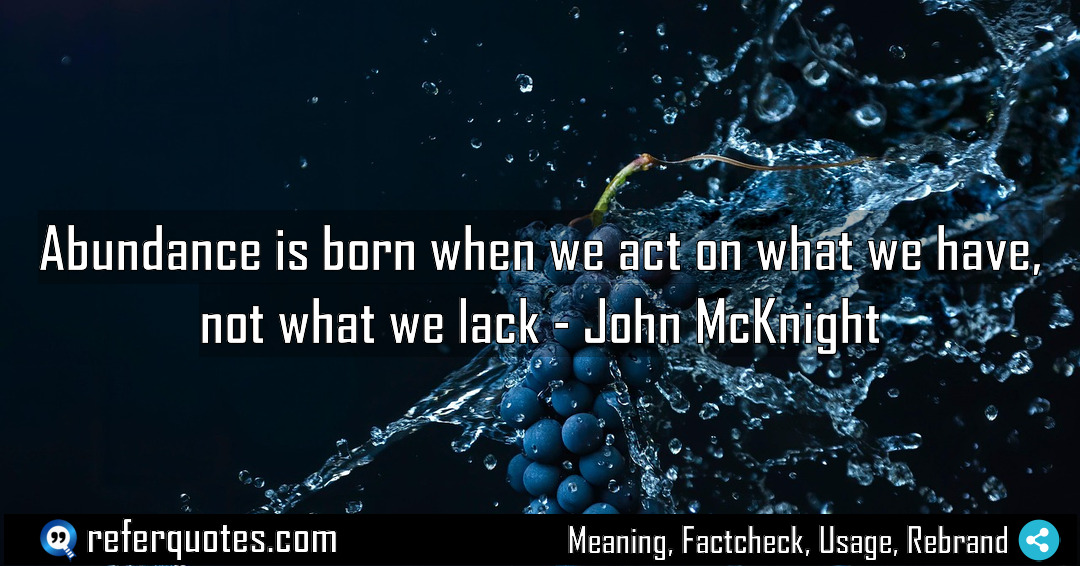 Abundance is born when we act on what Meaning Factcheck Usage