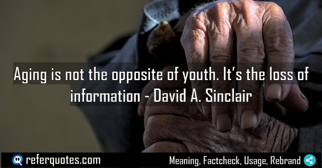 Aging is not the opposite of youth It Meaning Factcheck Usage