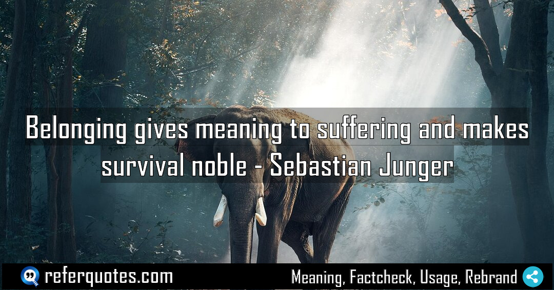 Belonging gives meaning to suffering and makes survival Meaning Factcheck Usage