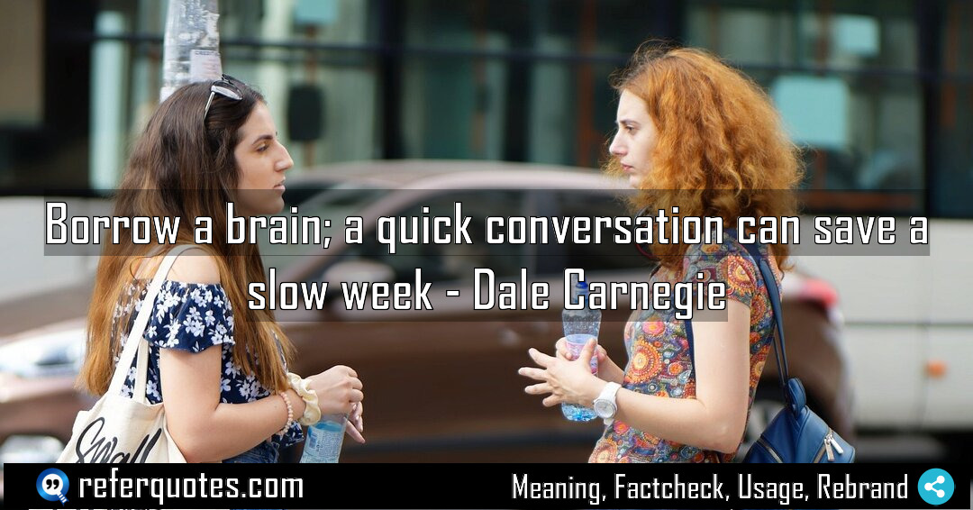 Borrow a brain a quick conversation can save Meaning Factcheck Usage