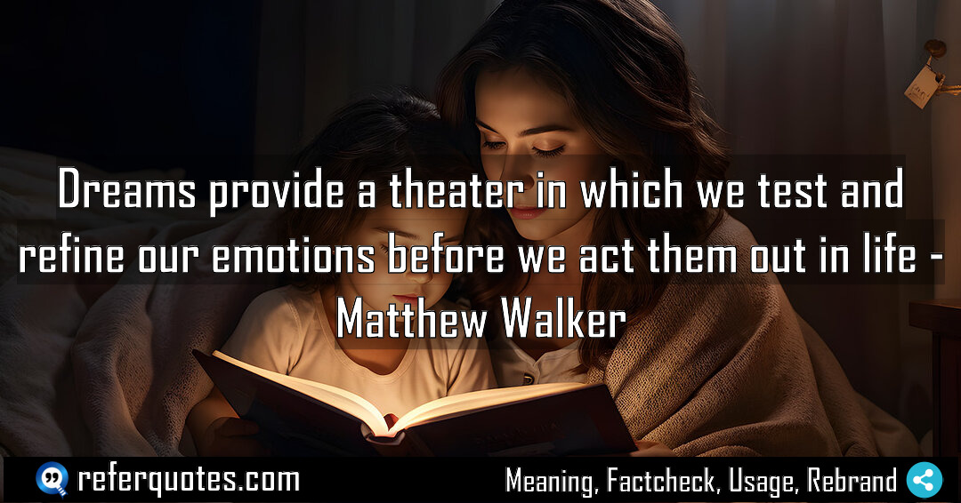 Dreams provide a theater in which we test Meaning Factcheck Usage