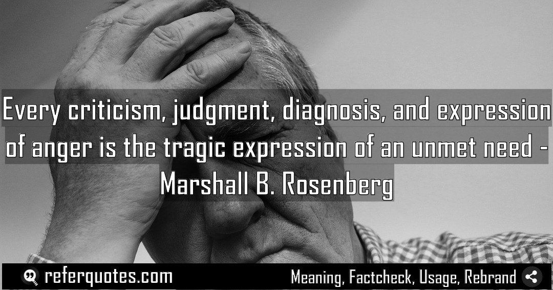 Every criticism judgment diagnosis and expression of anger Meaning Factcheck Usage