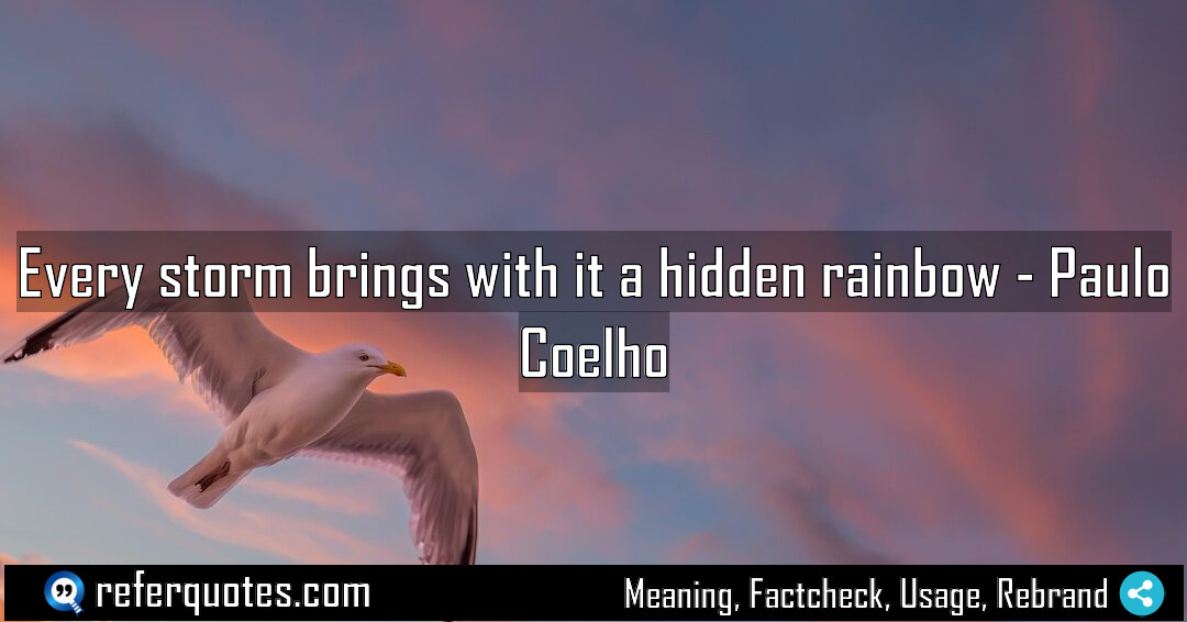 Every storm brings with it a hidden rainbow Meaning Factcheck Usage