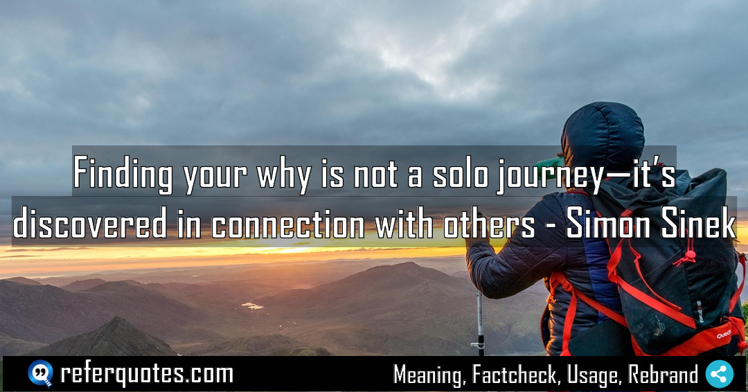 Finding your why is not a solo journey Meaning Factcheck Usage