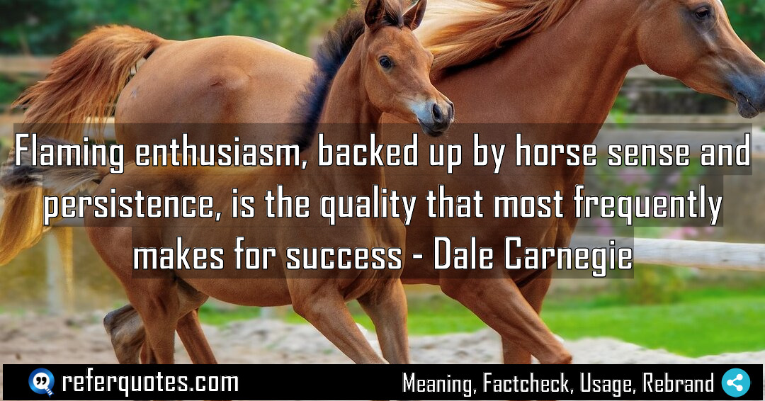 Flaming enthusiasm backed up by horse sense and Meaning Factcheck Usage