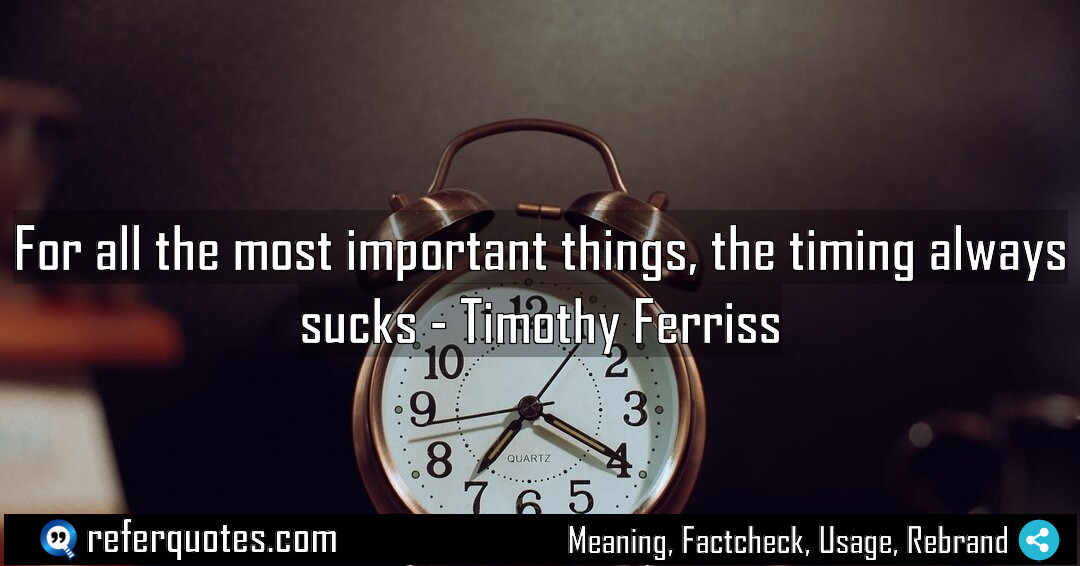 For all the most important things the timing Meaning Factcheck Usage
