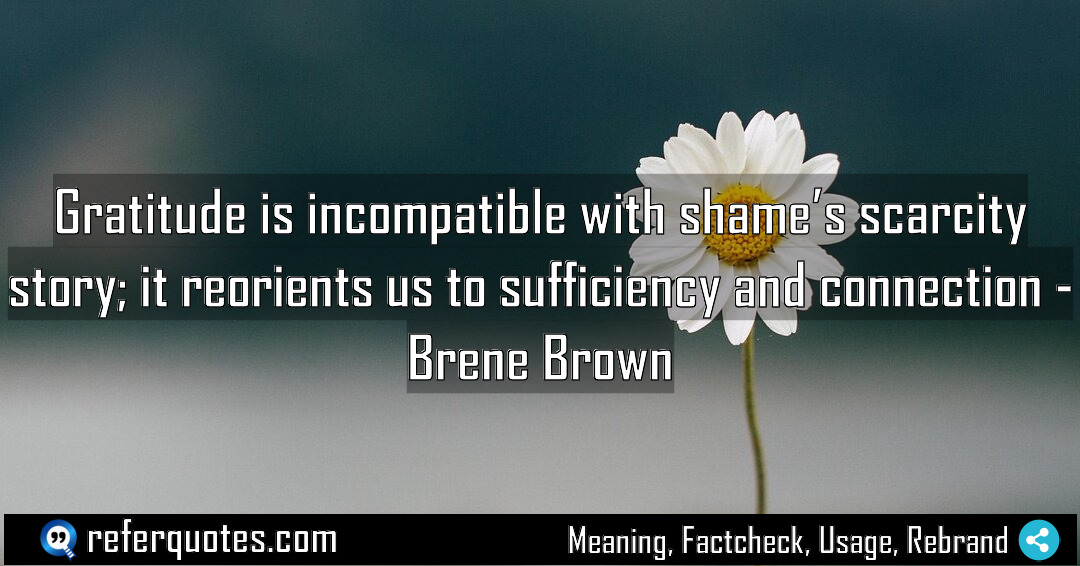 Gratitude is incompatible with shame s scarcity story Meaning Factcheck Usage