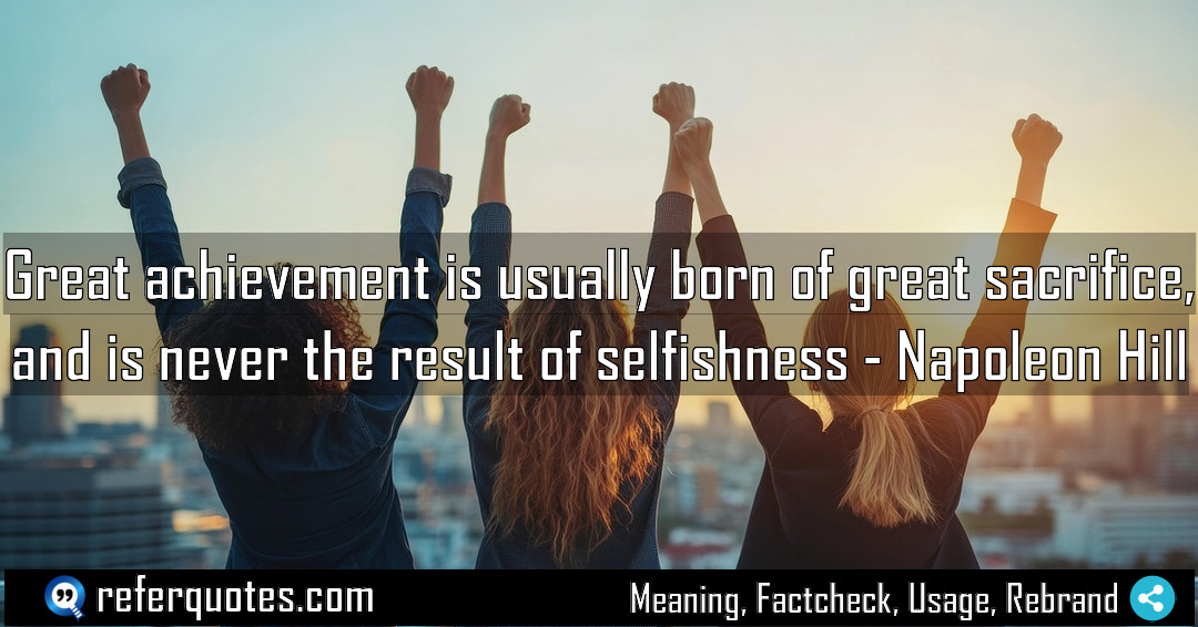 Great achievement is usually born of great sacrifice Meaning Factcheck Usage