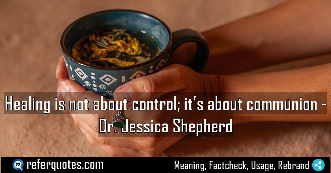 Healing is not about control it s about Meaning Factcheck Usage