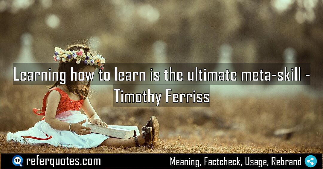 Learning how to learn is the ultimate meta Meaning Factcheck Usage
