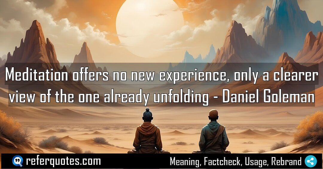 Meditation offers no new experience only a clearer Meaning Factcheck Usage