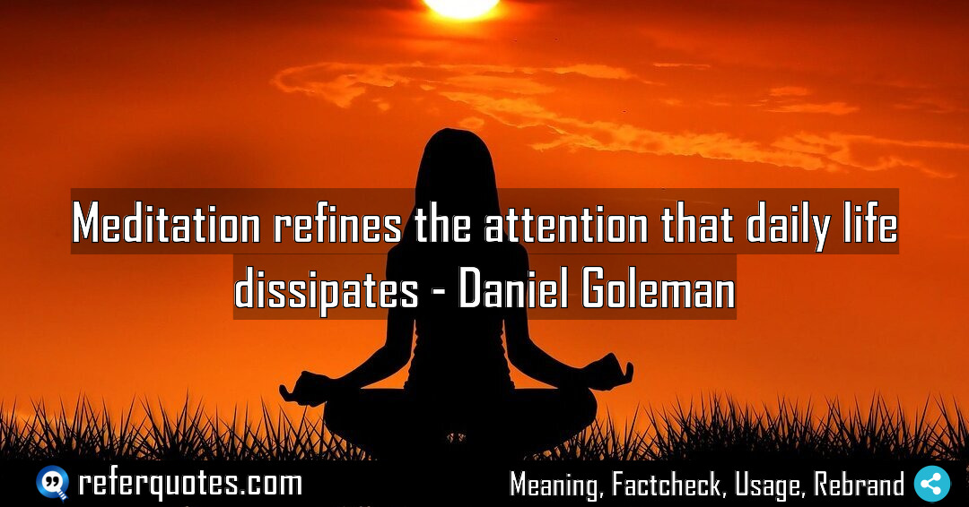 Meditation refines the attention that daily life dissipates Meaning Factcheck Usage