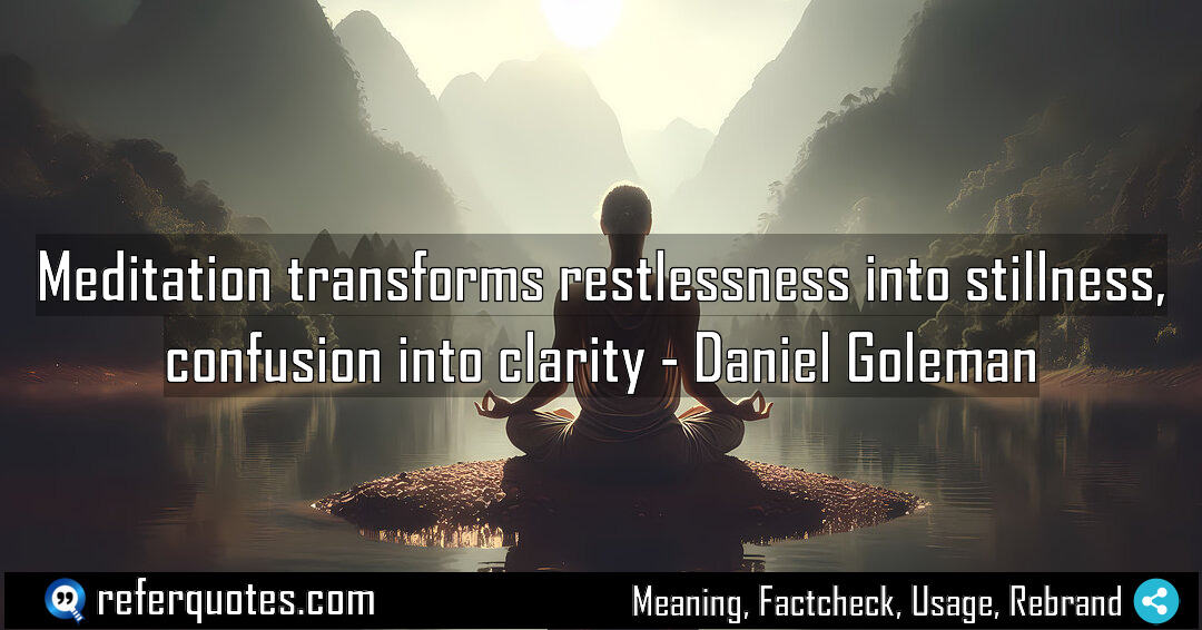 Meditation transforms restlessness into stillness confusion into clarity Meaning Factcheck Usage