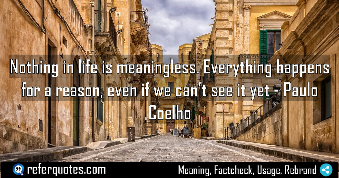 Nothing in life is meaningless Everything happens for Meaning Factcheck Usage