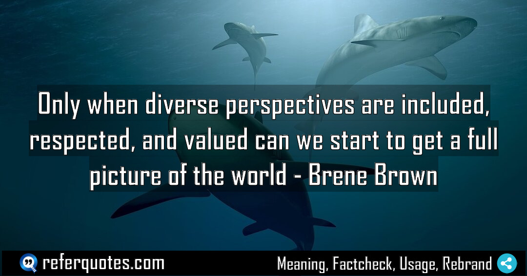 Only when diverse perspectives are included respected and Meaning Factcheck Usage