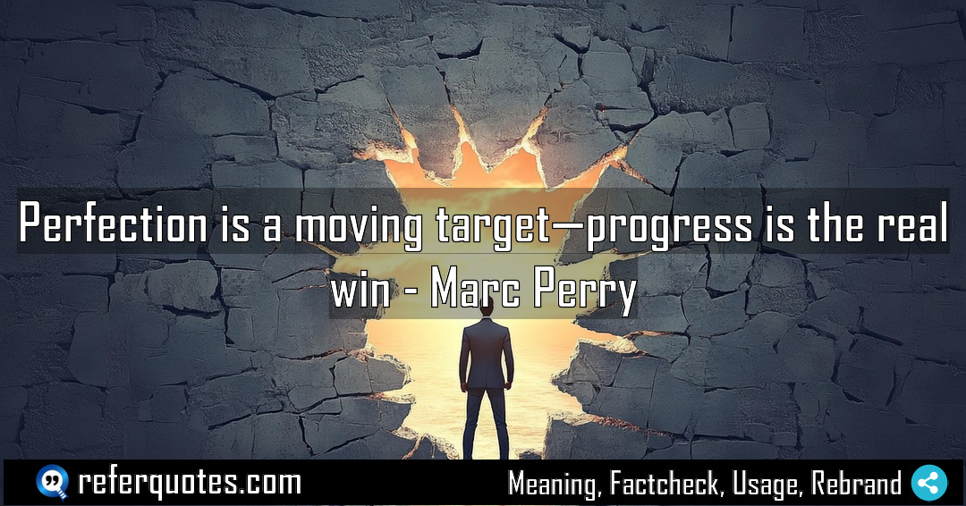 Perfection is a moving target progress is the Meaning Factcheck Usage