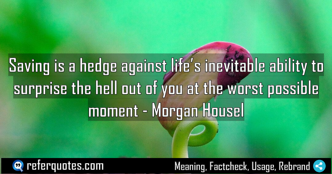 Saving is a hedge against life s inevitable Meaning Factcheck Usage