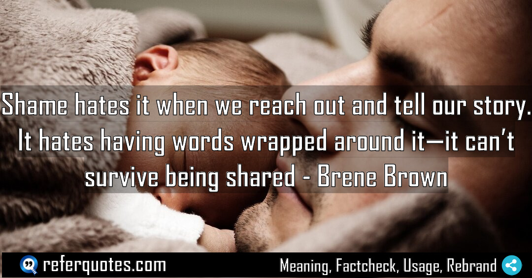 Shame hates it when we reach out and Meaning Factcheck Usage