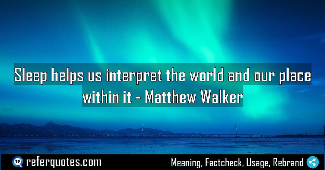 Sleep helps us interpret the world and our Meaning Factcheck Usage