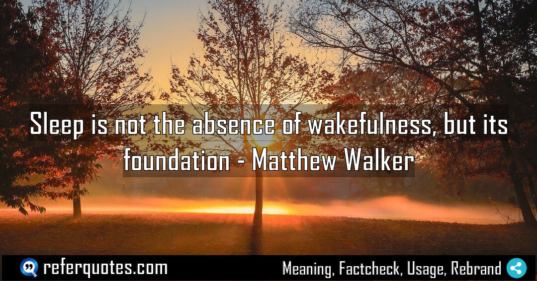 Sleep is not the absence of wakefulness but Meaning Factcheck Usage