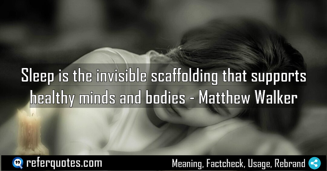 Sleep is the invisible scaffolding that supports healthy Meaning Factcheck Usage