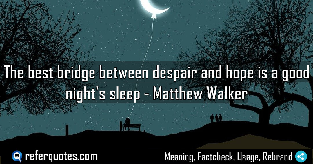 The best bridge between despair and hope is Meaning Factcheck Usage