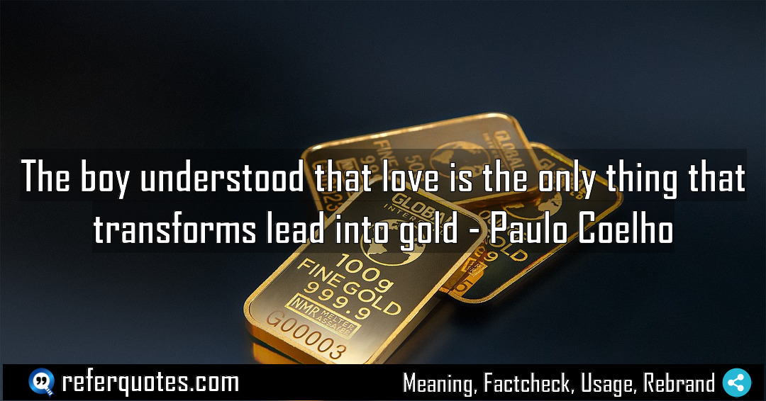 The boy understood that love is the only Meaning Factcheck Usage