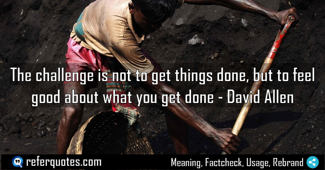 The challenge is not to get things done Meaning Factcheck Usage
