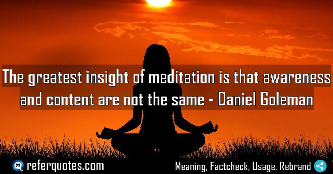 The greatest insight of meditation is that awareness Meaning Factcheck Usage