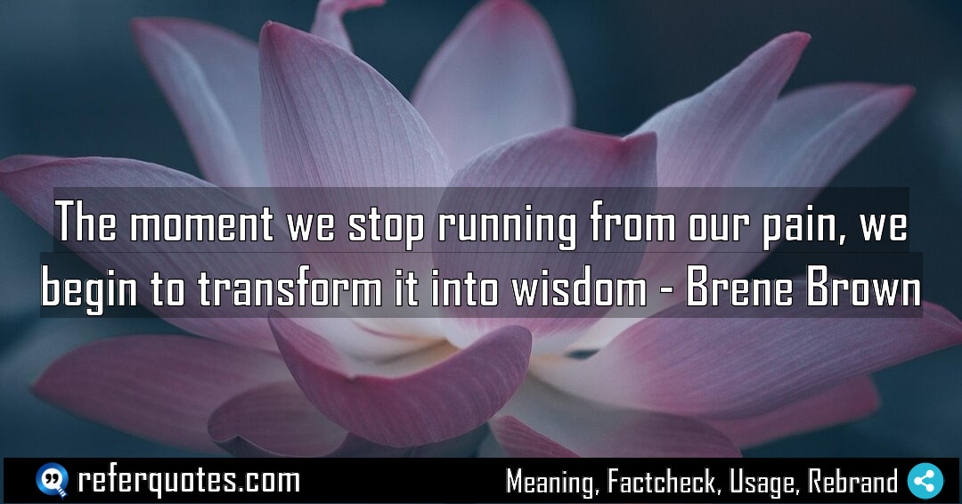 The moment we stop running from our pain Meaning Factcheck Usage