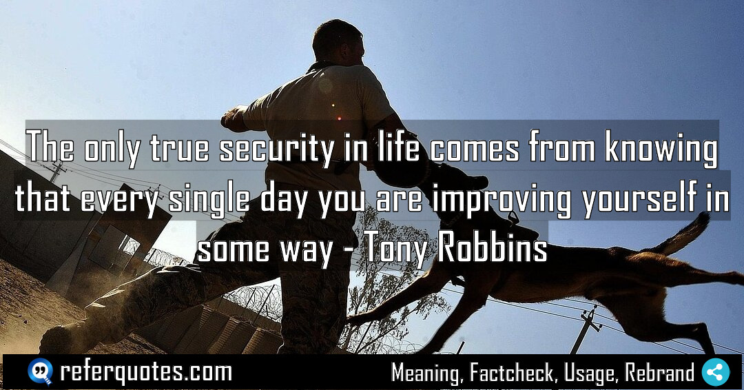 The only true security in life comes from Meaning Factcheck Usage