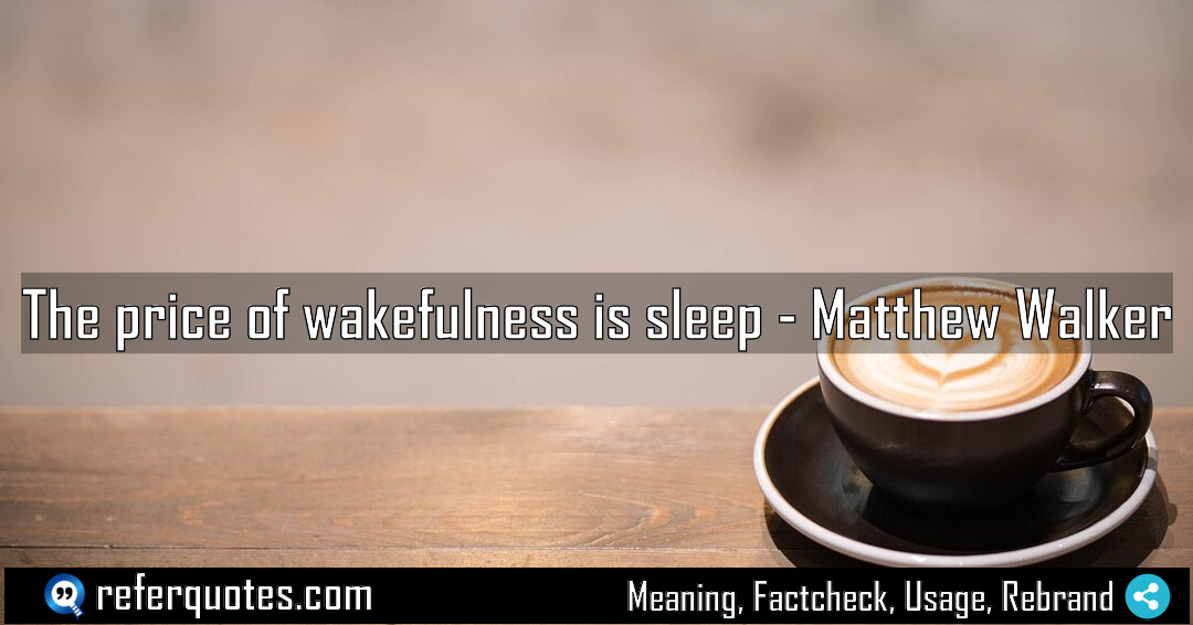 The price of wakefulness is sleep Meaning Factcheck Usage