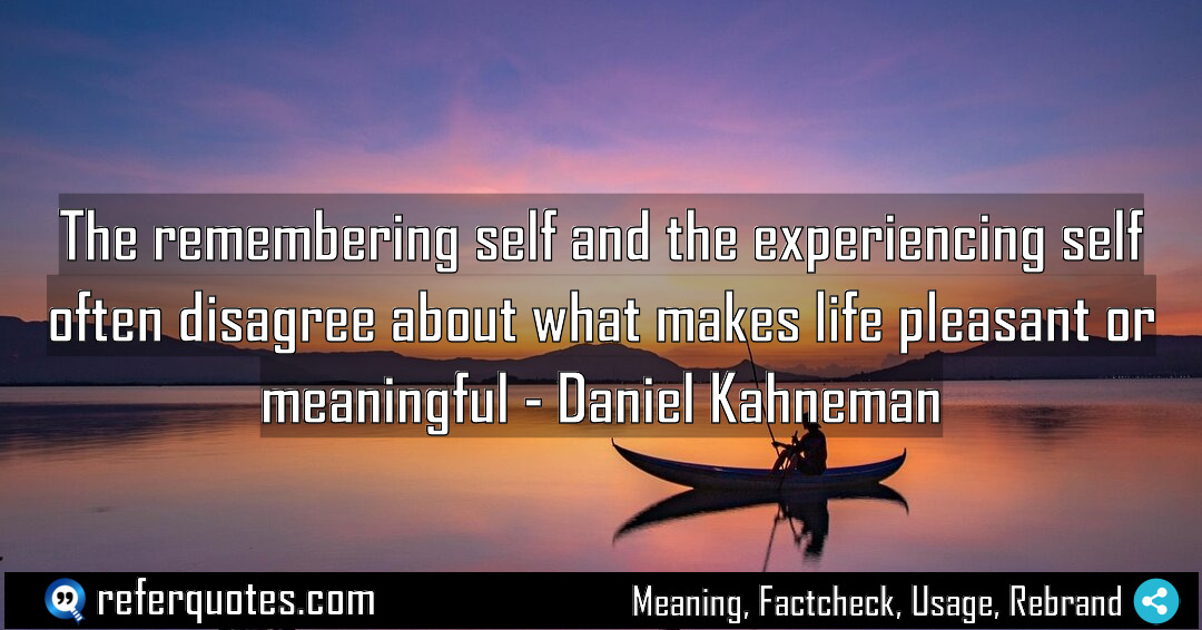 The remembering self and the experiencing self often Meaning Factcheck Usage