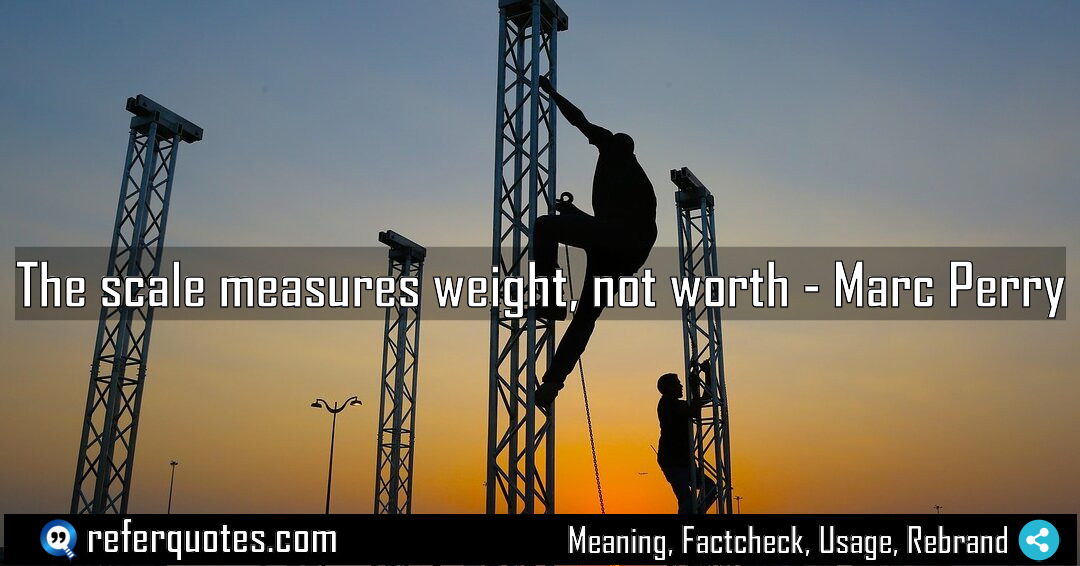 The scale measures weight not worth Meaning Factcheck Usage
