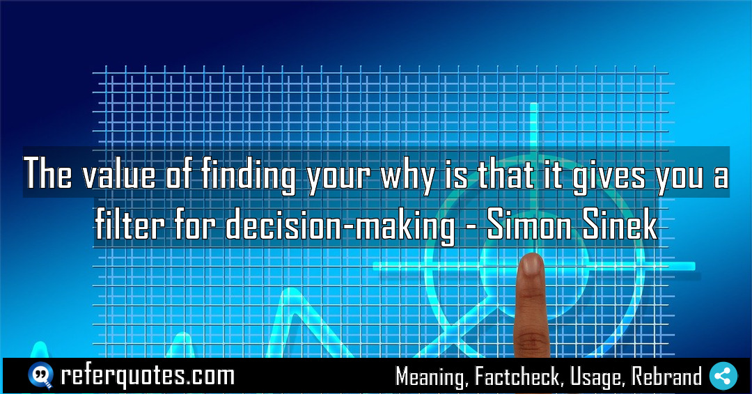 The value of finding your why is that Meaning Factcheck Usage