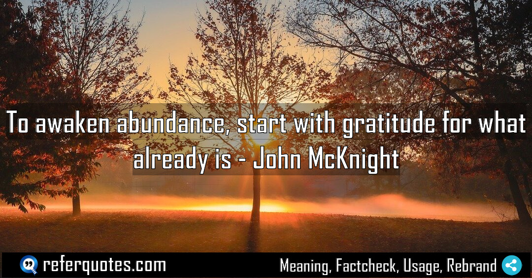 To awaken abundance start with gratitude for what Meaning Factcheck Usage