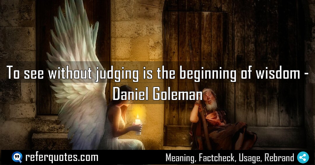 To see without judging is the beginning of Meaning Factcheck Usage