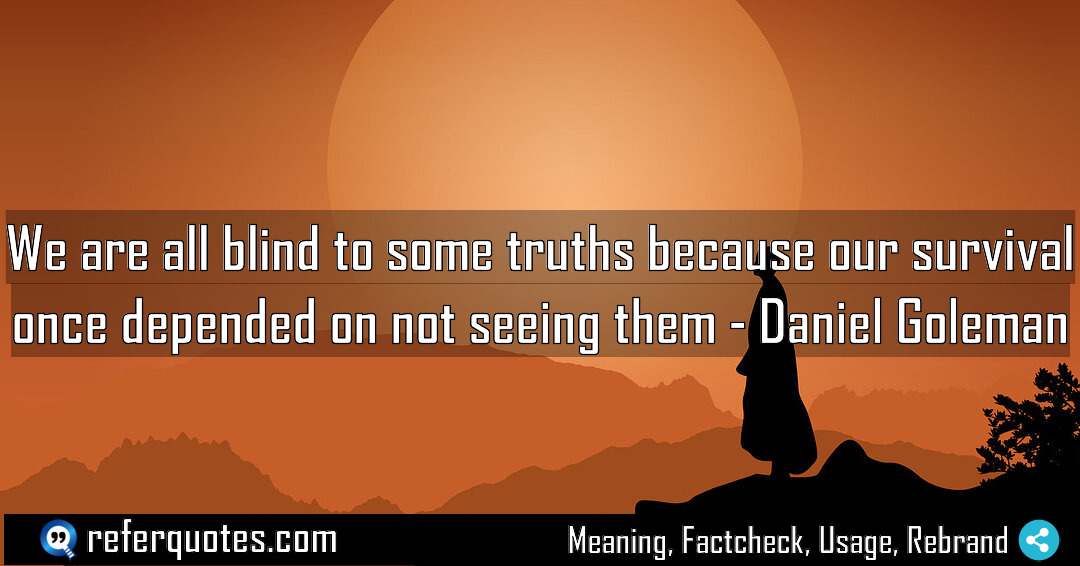 We are all blind to some truths because Meaning Factcheck Usage