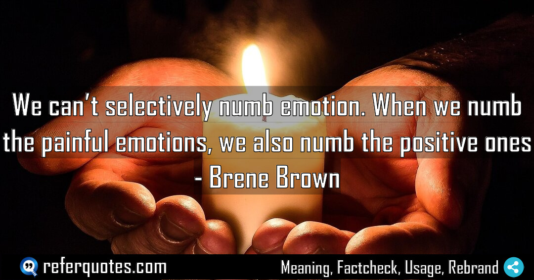 We can t selectively numb emotion When we Meaning Factcheck Usage