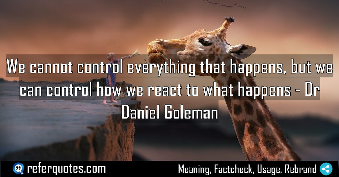 We cannot control everything that happens but we Meaning Factcheck Usage