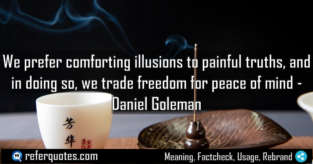 We prefer comforting illusions to painful truths and Meaning Factcheck Usage