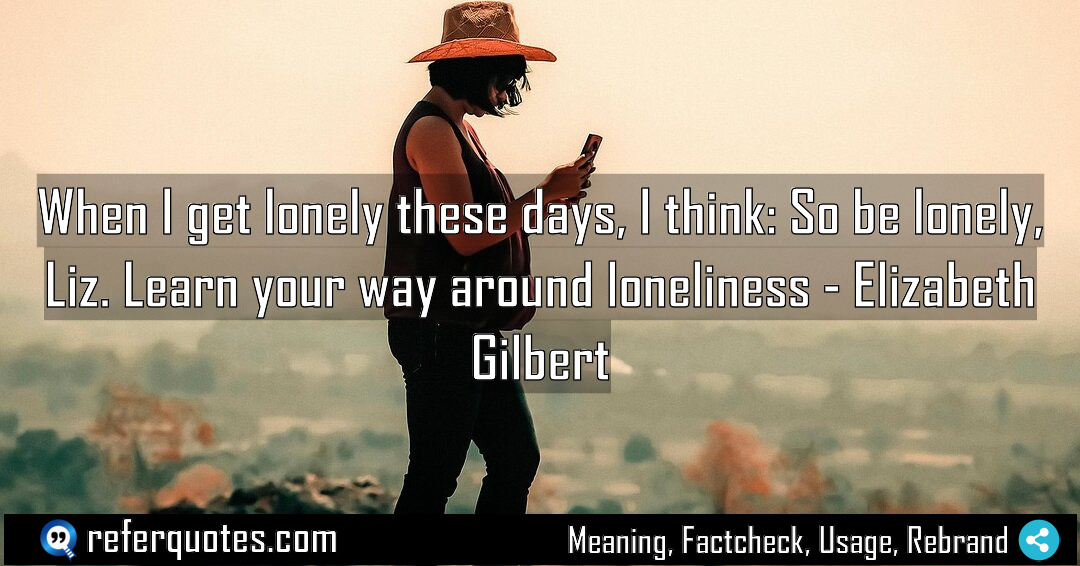When I get lonely these days I think Meaning Factcheck Usage
