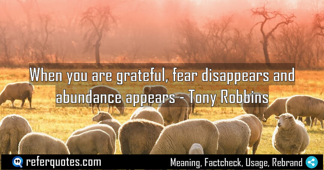 When you are grateful fear disappears and abundance Meaning Factcheck Usage