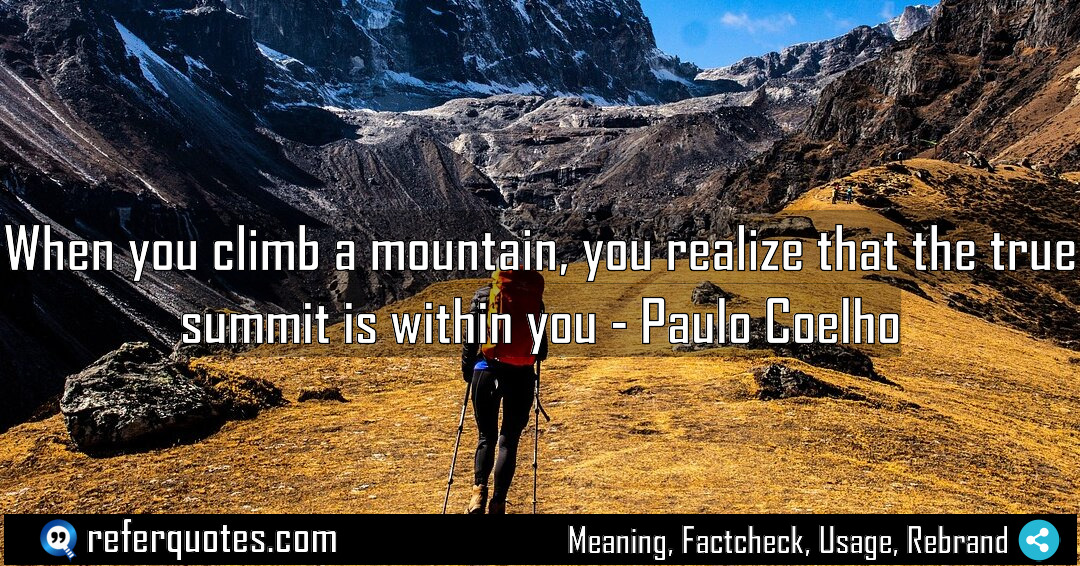 When you climb a mountain you realize that Meaning Factcheck Usage
