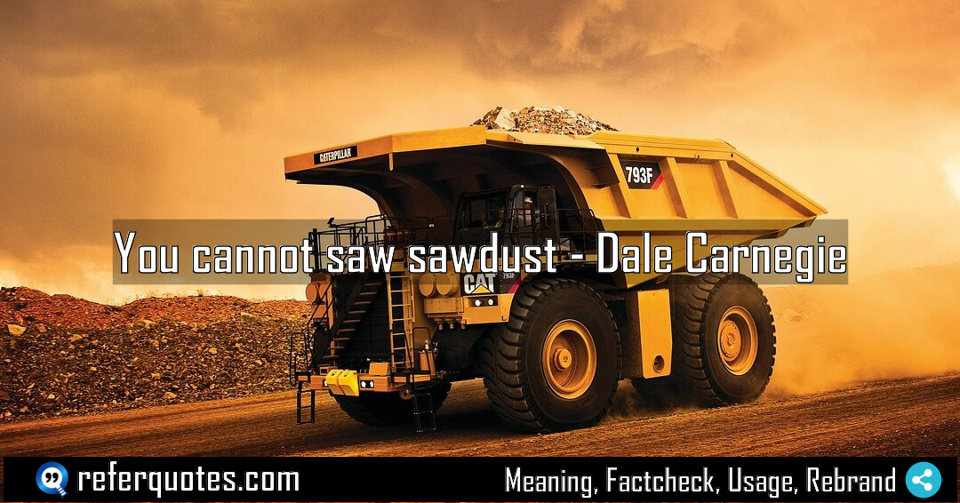 You cannot saw sawdust Meaning Factcheck Usage
