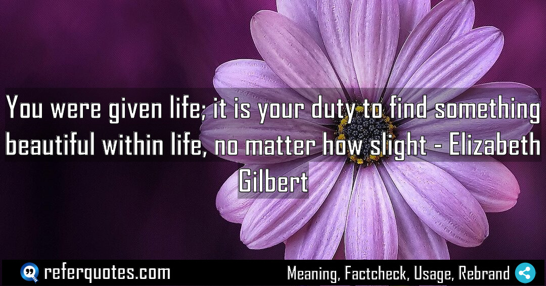You were given life it is your duty Meaning Factcheck Usage