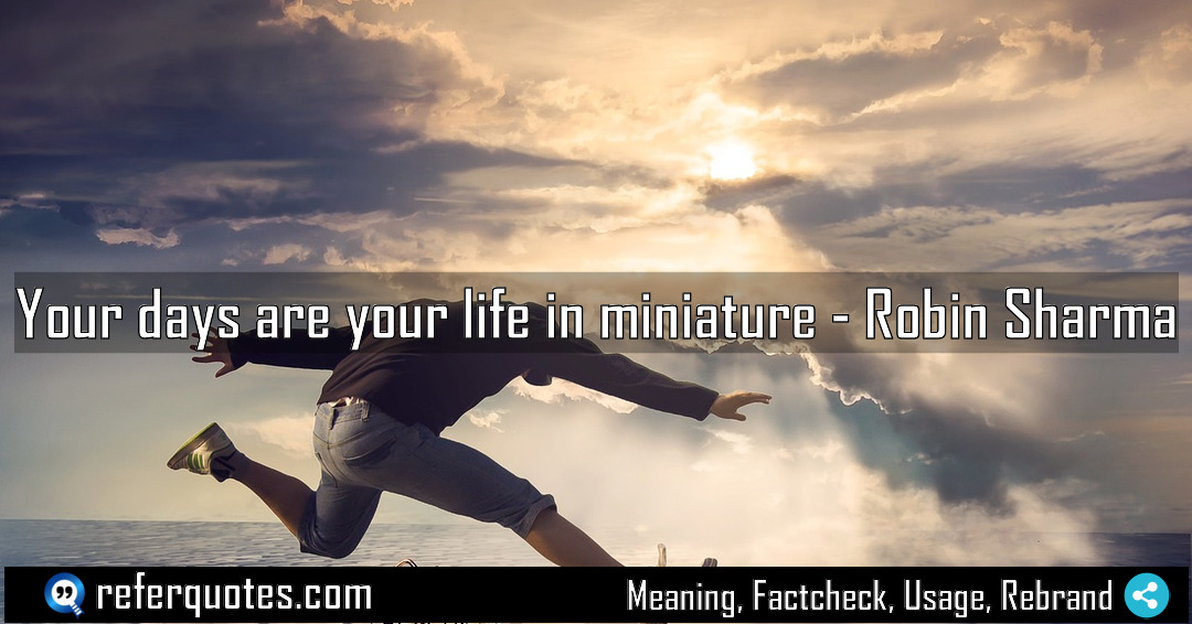 Your days are your life in miniature Meaning Factcheck Usage