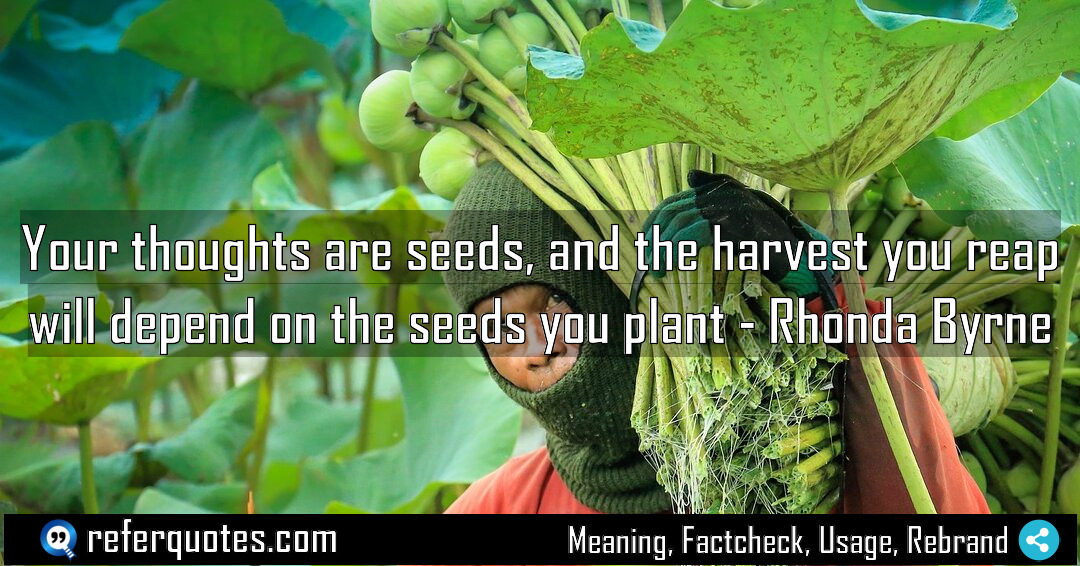 Your thoughts are seeds and the harvest you Meaning Factcheck Usage